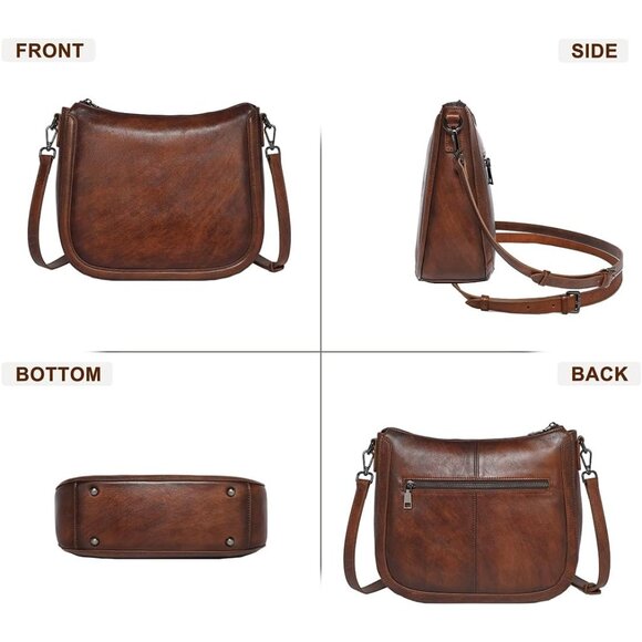 Elegant Ladies Hobo Shoulder Purse - Genuine Leather Crossbody with Pockets - Picture 6 of 6